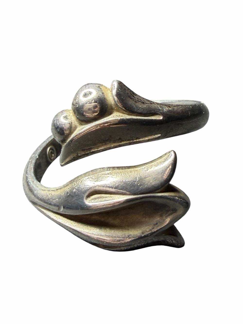 Vintage 1970 Avon Adjustable size 6-9 Tulip Sterling Silver ring